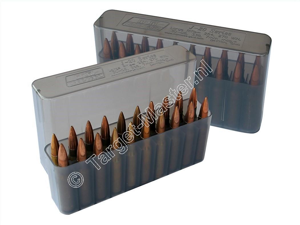 MTM J20MLD Slip-Top Ammo Box CLEAR SMOKE content 20